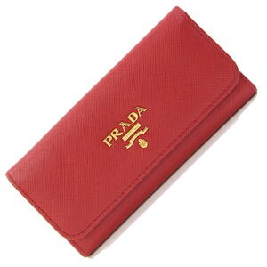 Prada Case Red Leather Key Holder Logo
